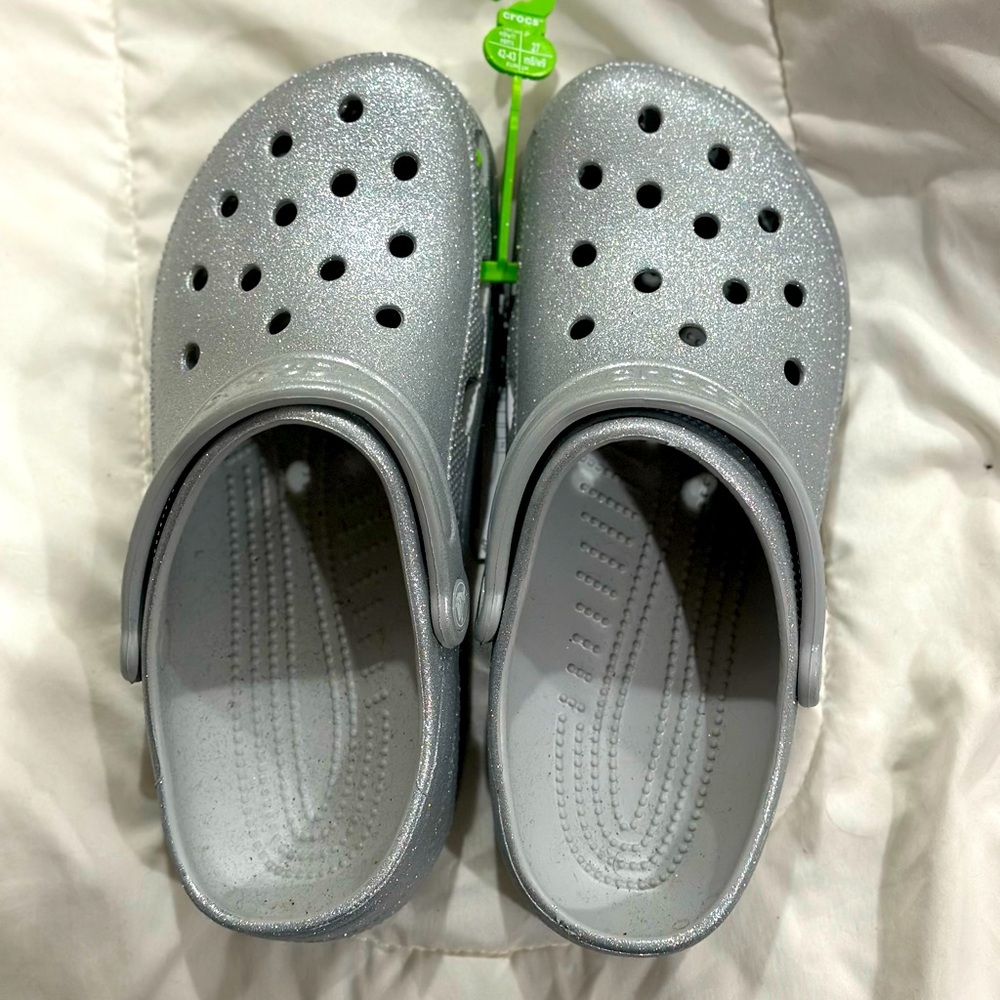 Crocs - silver glitter
